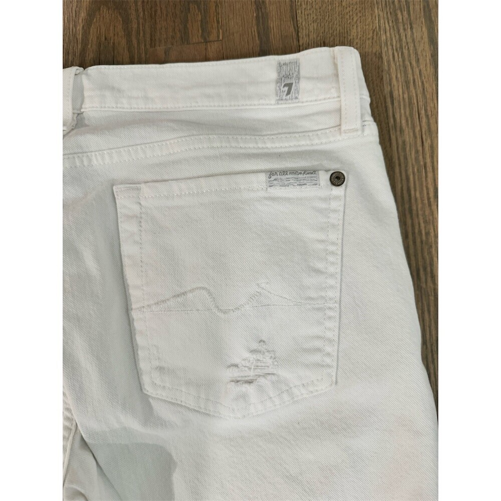7 For All Mankind Jeans Womens Size 29 White Distressed Skinny Boyfriend - Picture 7 of 14